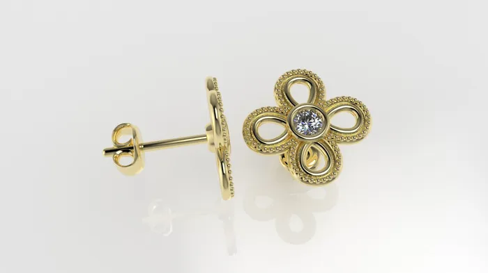 JCM DESIGN JEWELRY 14k Earrings with 2 DIAMONDS 300mm VS1 each Stt Bezel FILIGREE Earrings