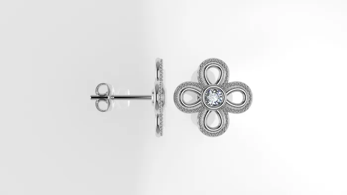 JCM DESIGN JEWELRY 14k Earrings with 2 DIAMONDS 300mm VS1 each Stt Bezel FILIGREE Earrings