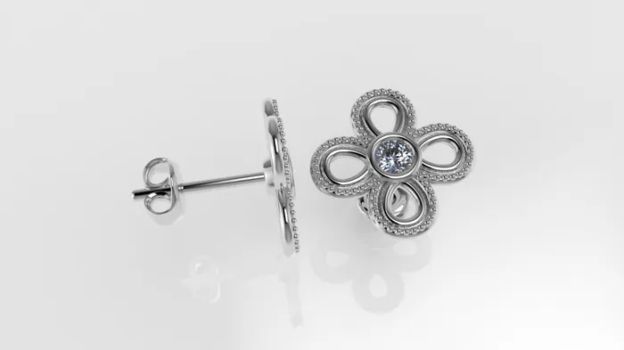JCM DESIGN JEWELRY 14k Earrings with 2 DIAMONDS 300mm VS1 each Stt Bezel FILIGREE Earrings