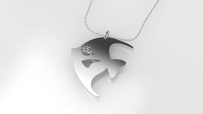 JCM DESIGN JEWELRY Necklaces 14K Pendant with 1 DIAMOND 2mm includes 18 inch chain Fish Style