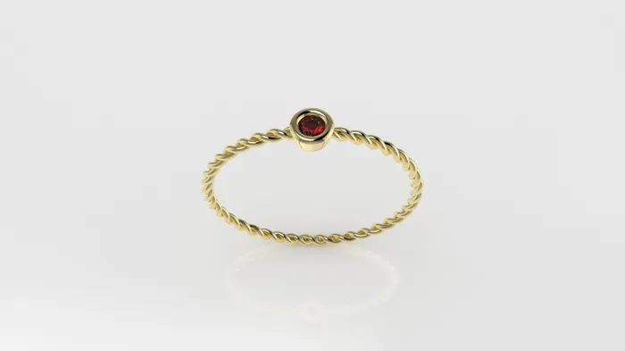 JCM DESIGN JEWELRY Rings 14K Ruby Stone Slim Twist Ring