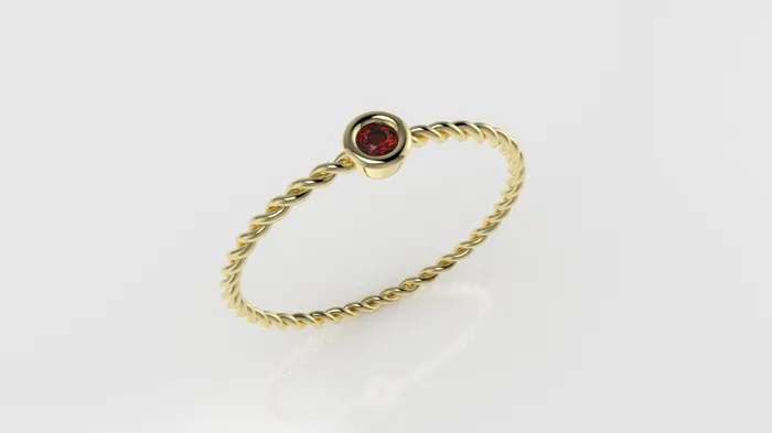 JCM DESIGN JEWELRY Rings 14K Ruby Stone Slim Twist Ring