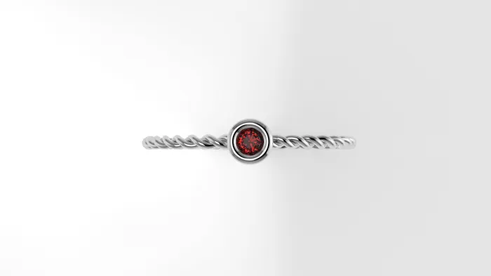 JCM DESIGN JEWELRY Rings 14K Ruby Stone Slim Twist Ring