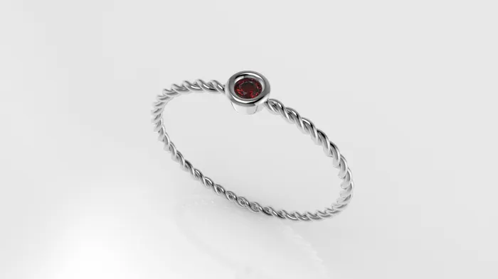 JCM DESIGN JEWELRY Rings 14K Ruby Stone Slim Twist Ring