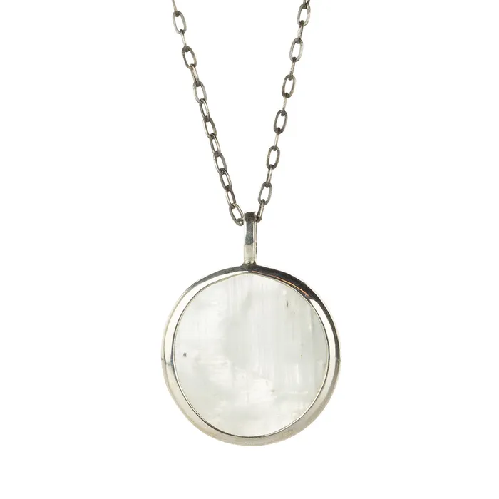 Joseph Brooks Necklaces Small Round Moonstone Pendant Necklace
