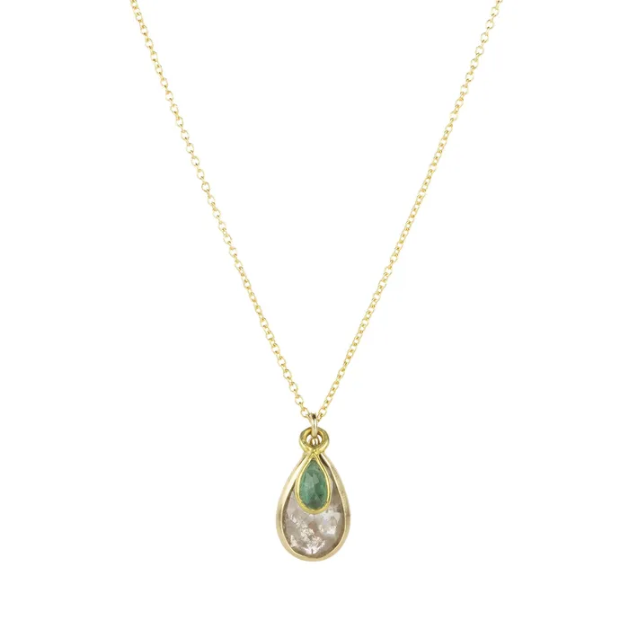 Margaret Solow Necklaces Diamond and Emerald Pendant Necklace