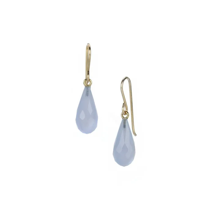 Maria Beaulieu Earrings Small Blue Chalcedony Drop Earrings