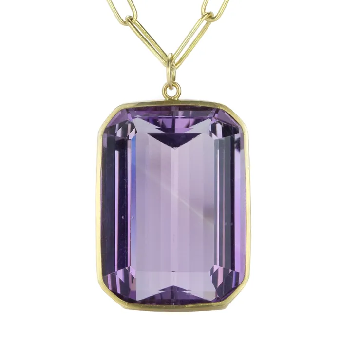 Maria Beaulieu Necklaces Emerald Cut Amethyst Pendant Pendant Only