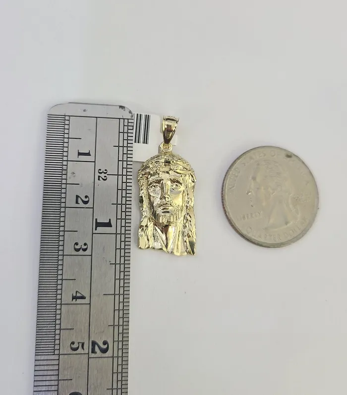 Necklaces 10k 25mm Rope Chain Jesus Head Pendant 1830 Yellow Gold Set Charm Necklace Gold and Diamond