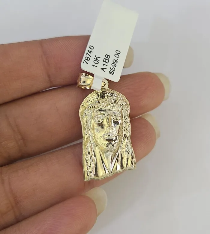 Necklaces 10k 25mm Rope Chain Jesus Head Pendant 1830 Yellow Gold Set Charm Necklace Gold and Diamond