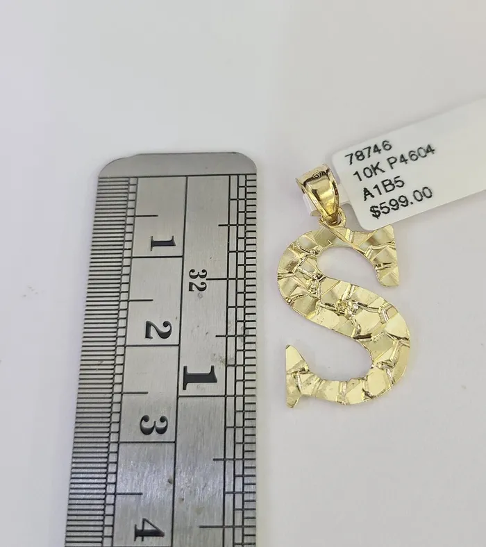 Necklaces 10k Gold Initial S Charm Rope Chain 1626 25mm SET Necklace Alphabet Pendant Gold and Diamond