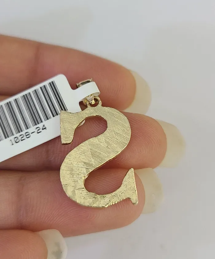 Necklaces 10k Gold Initial S Charm Rope Chain 1626 25mm SET Necklace Alphabet Pendant Gold and Diamond