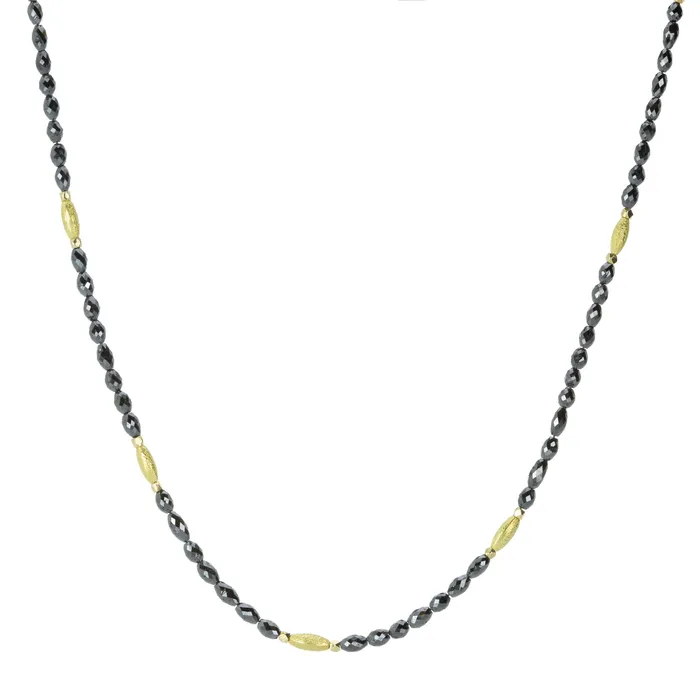 Necklaces Barbara Heinrich Faceted Oval Black Diamond Necklace