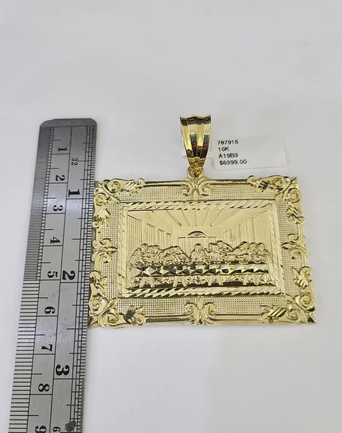 Necklaces Globalwatches10 Real 10k Solid Rope Chain Last Supper Charm Set 6mm 2030 Inch Necklace Gold