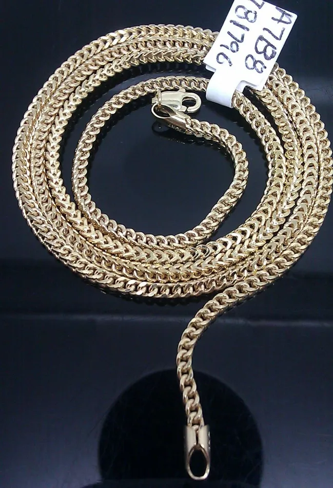 Necklaces Gold and Diamond 10k Gold Chain 2mm Franco Box Chain 16 18 20 22 24 26 Inch Men Women Necklace