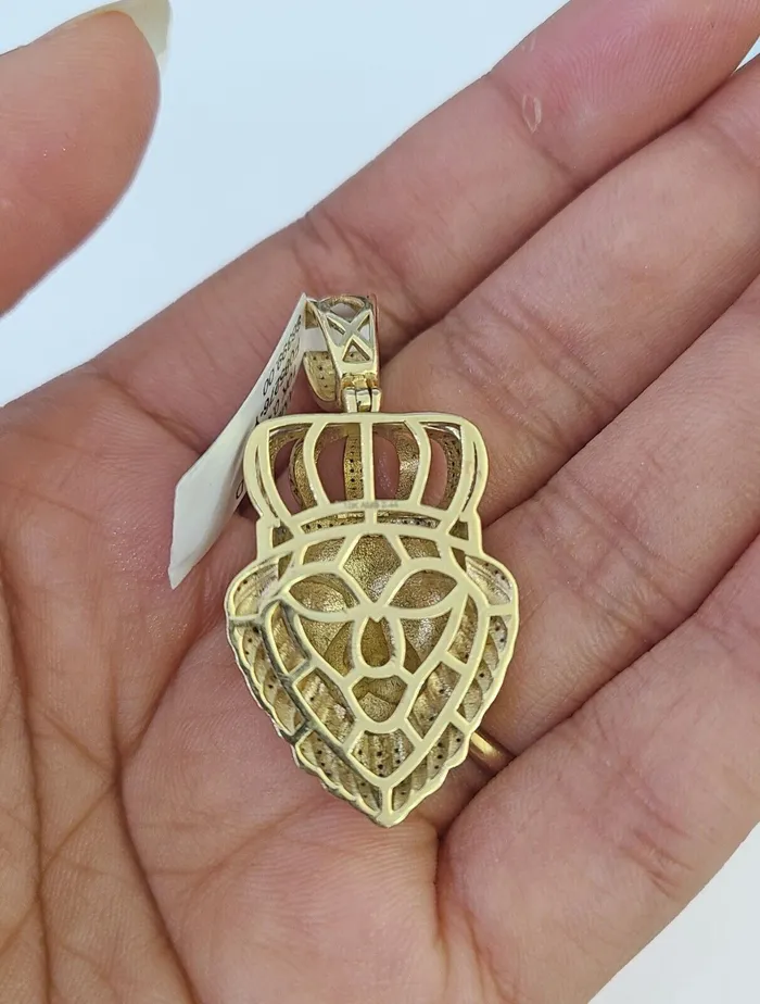 Necklaces Gold and Diamond 10k Miami Cuban Chain Lion Charm Diamond Set 45mm 2028 Necklace Gold
