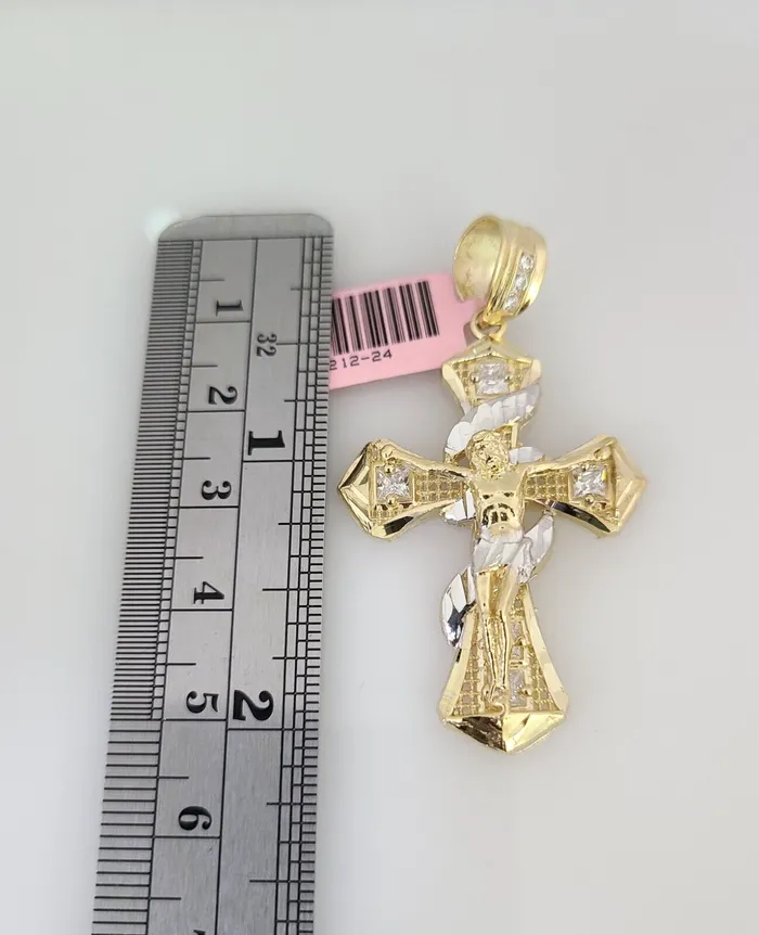 Necklaces Gold and Diamond Real 14k Solid Rope Chain Spiral Cross Charm Gold Set 4mm 1830 Necklace