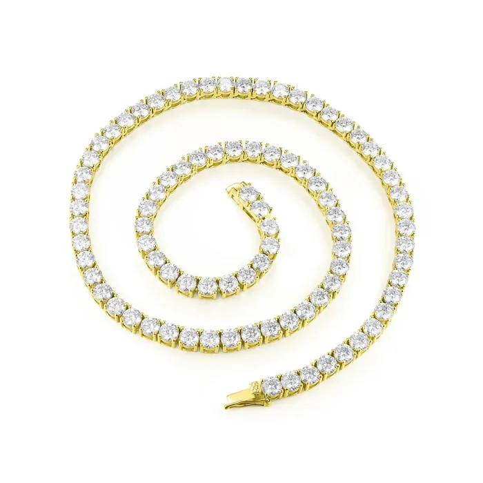 Necklaces HaiFengGeErShi Moissanite S925 Silver Tennis Chain in 14K Gold 65mm