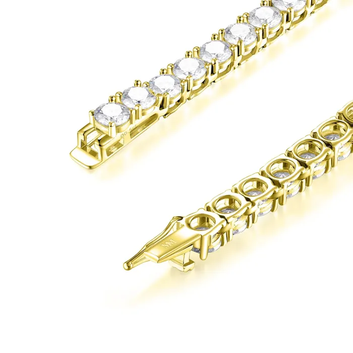 Necklaces HaiFengGeErShi Moissanite S925 Silver Tennis Chain in 14K Gold 65mm