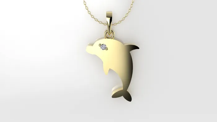 Necklaces JCM DESIGN JEWELRY 14K Pendant with 1 Diamond 1mm includes 18 inch Chain Figure of a Dolphin Necklaces JCM DESIGN JEWELRY 14K Pendant with 1 Diamond 1mm includes 18 inch Chain Figure of a Dolphin