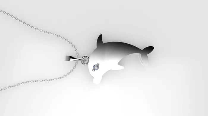 Necklaces JCM DESIGN JEWELRY 14K Pendant with 1 Diamond 1mm includes 18 inch Chain Figure of a Dolphin