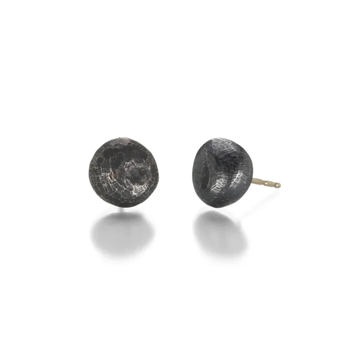 Oxidized Sterling Silver Micro Pebble Studs John Iversen Rings