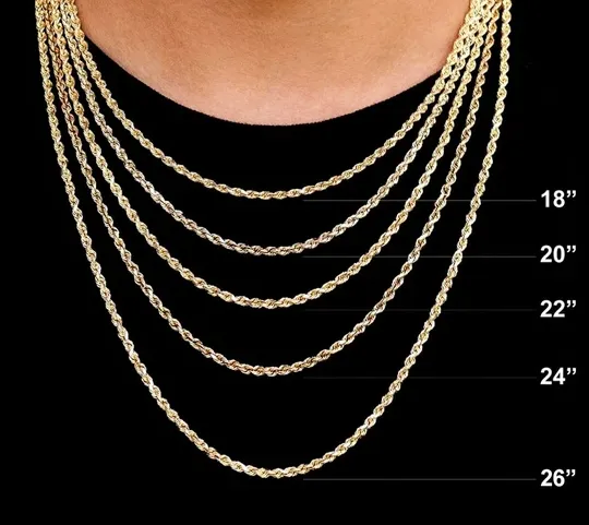 PreStyled Sets 10k Yellow Gold Rope Chain 4mm 1826 Inch Real Gold 10kt All Sizes Gold and Diamond PreStyled Sets 10k Yellow Gold Rope Chain 4mm 1826 Inch Real Gold 10kt All Sizes Gold and Diamond
