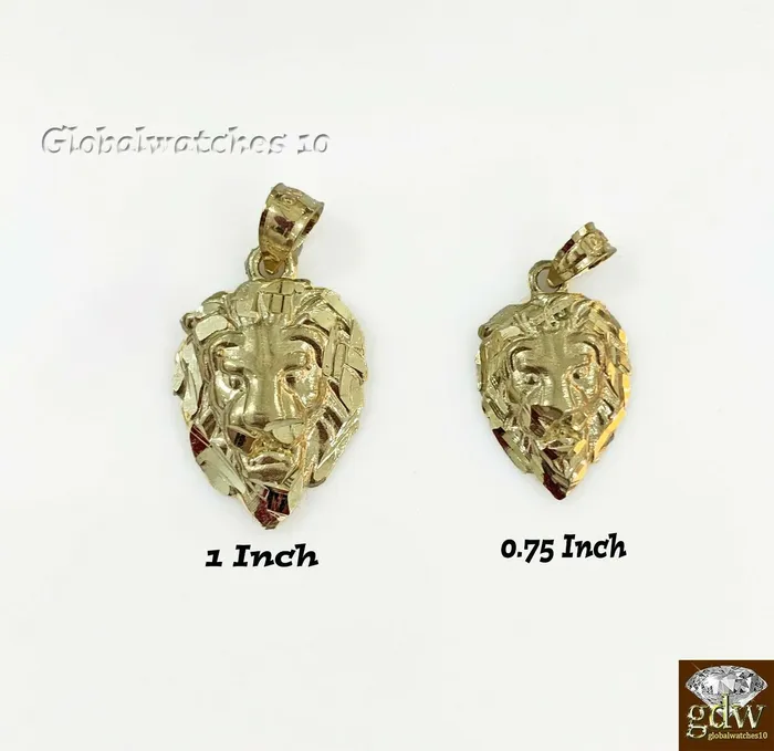 PreStyled Sets 10k Yellow Gold Solid Lion Head Charm Pendant Diamond Cut REAL 10KT Gold GlobalWatches10 PreStyled Sets 10k Yellow Gold Solid Lion Head Charm Pendant Diamond Cut REAL 10KT Gold GlobalWatches10