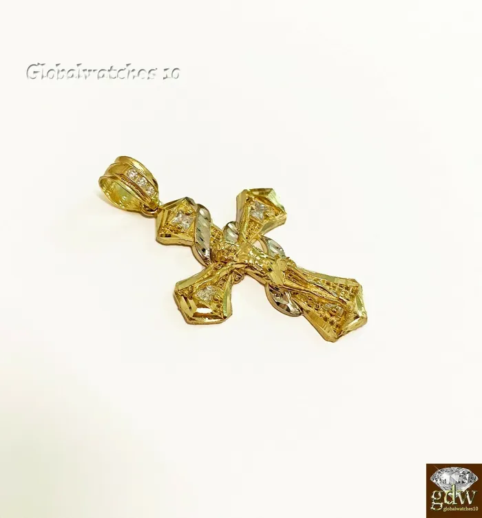 Real 10k Gold Jesus Cross Pendant Charm Crucifix 2 10kt Yellow Gold Men Women Gold and Diamond PreStyled Sets