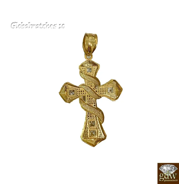 Real 10k Gold Jesus Cross Pendant Charm Crucifix 2 10kt Yellow Gold Men Women Gold and Diamond PreStyled Sets