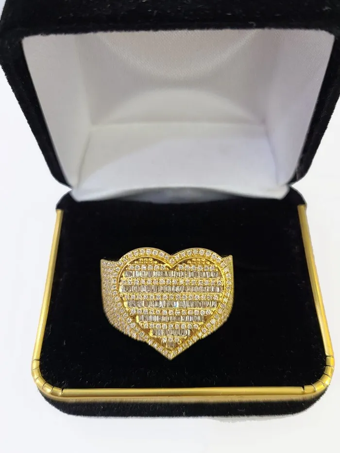 Real 10k Yellow Gold Diamonds Mens Ring Natural Diamond Heart Shaped Size 10 Gold and Diamond Rings Real 10k Yellow Gold Diamonds Mens Ring Natural Diamond Heart Shaped Size 10 Gold and Diamond Rings