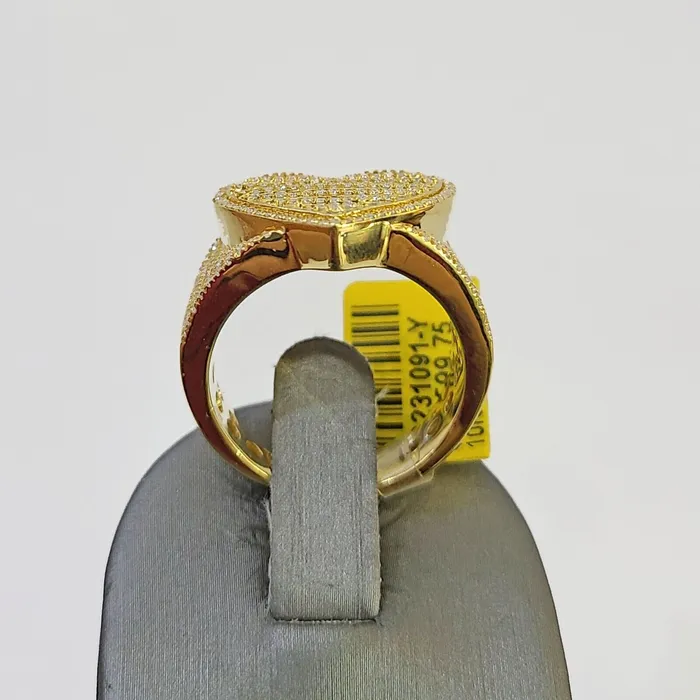 Real 10k Yellow Gold Diamonds Mens Ring Natural Diamond Heart Shaped Size 10 Gold and Diamond Rings