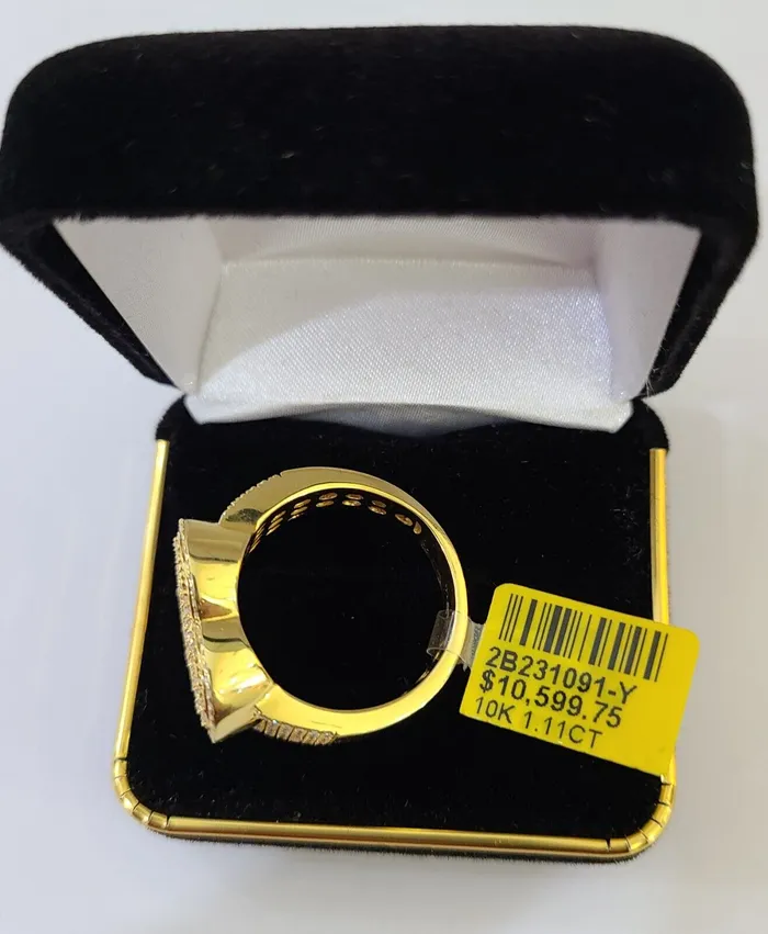 Real 10k Yellow Gold Diamonds Mens Ring Natural Diamond Heart Shaped Size 10 Gold and Diamond Rings