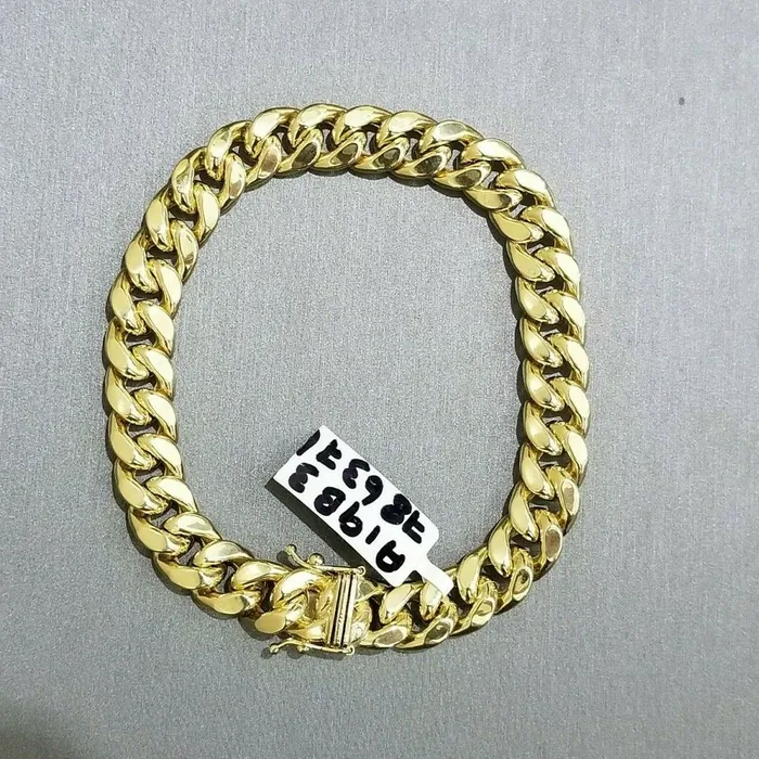 REAL 14K Yellow Gold Miami Cuban Bracelet 9 inch Link 9mm Brand New Box Clasp Gold and Diamond Bracelets REAL 14K Yellow Gold Miami Cuban Bracelet 9 inch Link 9mm Brand New Box Clasp Gold and Diamond Bracelets