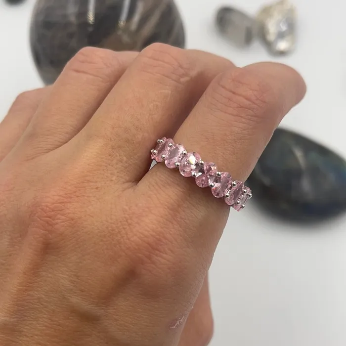 Rings Sophiareneboutique Sterling Silver CZ Oval Eternity Band