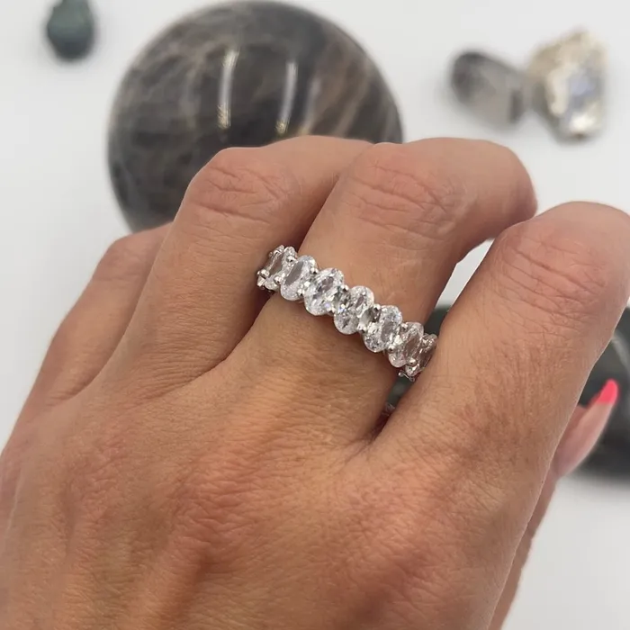 Rings Sophiareneboutique Sterling Silver CZ Oval Eternity Band
