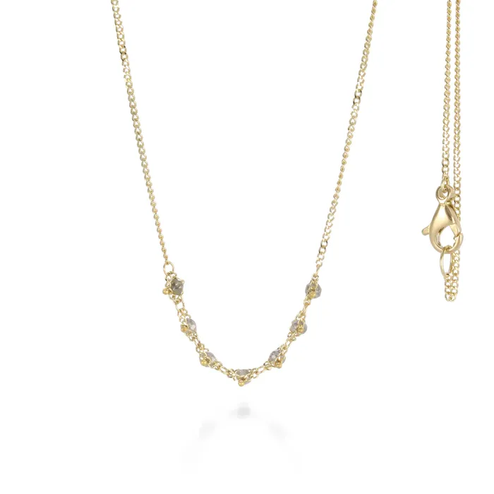 Silver Diamond Centered Textile Necklace Amali Necklaces