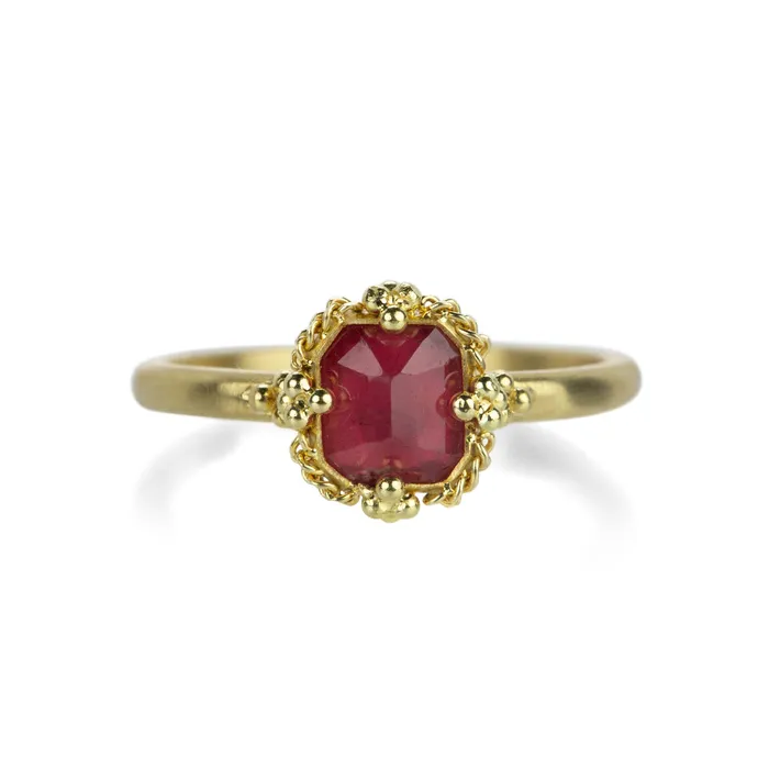 Square Rhodolite Garnet Ring Amali Rings