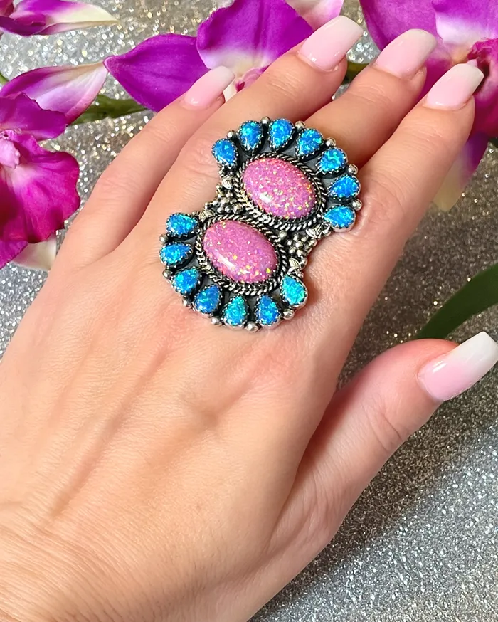 Sterling Silver PinkBlue Opal Custom Ring Sophiareneboutiquecom Rings