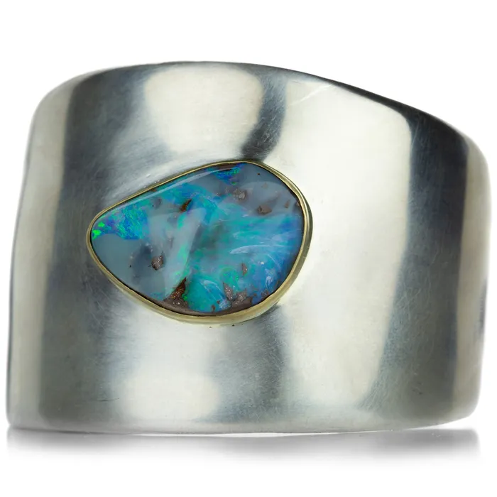 Sterling Silver Roxy Cuff with Boulder Opal Annette Ferdinandsen Rings