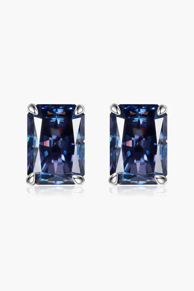 Trendsi Earrings 2 Carat Rectangle Moissanite 4Prong Stud Earrings