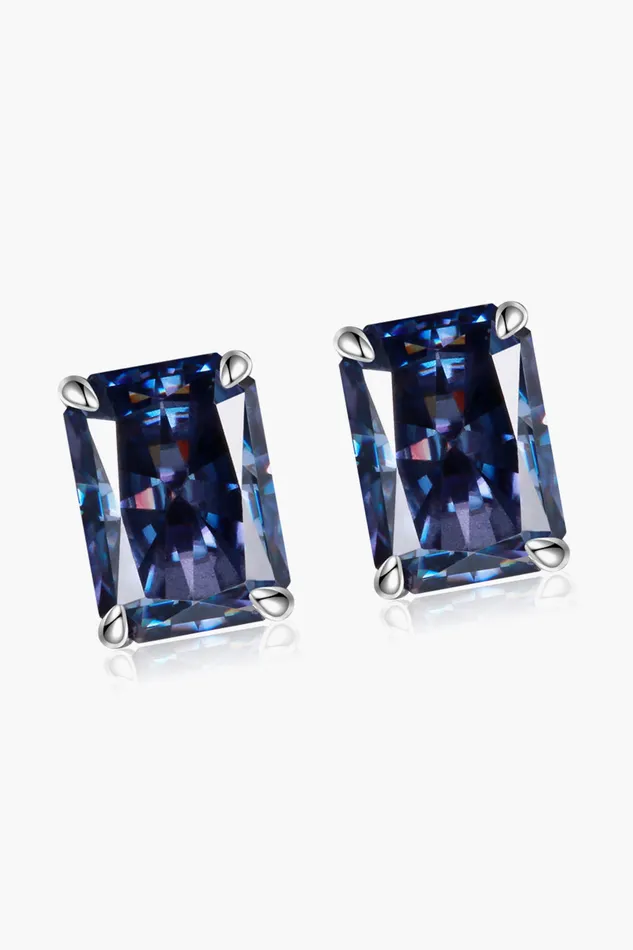 Trendsi Earrings 2 Carat Rectangle Moissanite 4Prong Stud Earrings