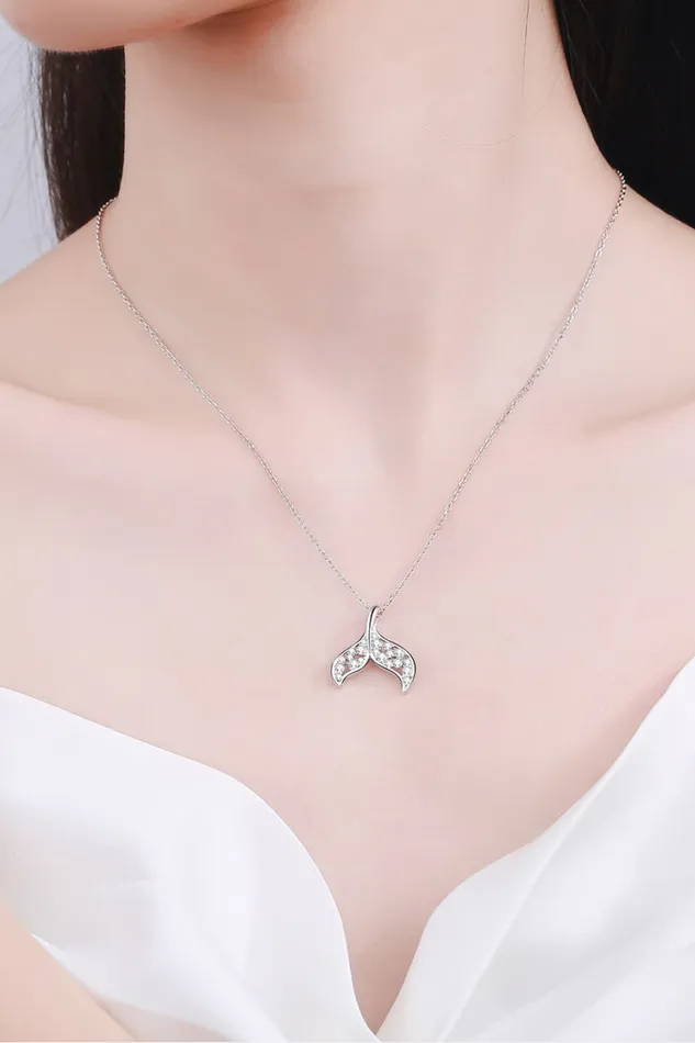 Trendsi Necklaces Moissanite Fishtail Pendant 925 Sterling Silver Necklace