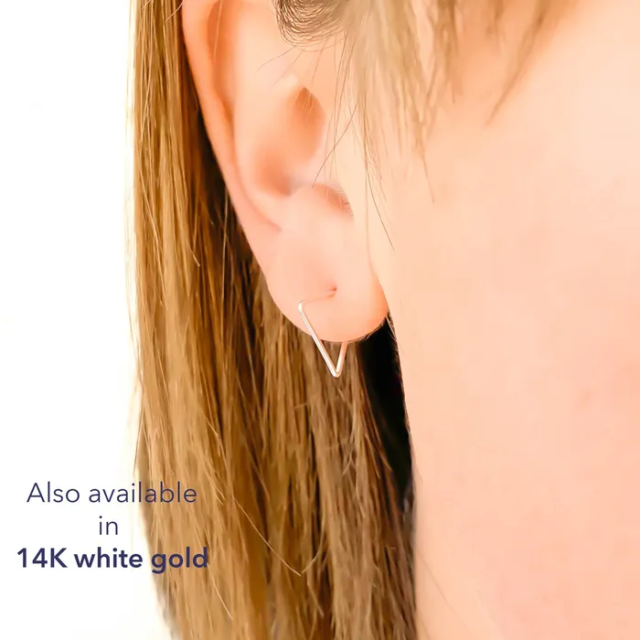 14K Gold Triangle Hoop Earrings Hoops By Hand Earrings 14K Gold Triangle Hoop Earrings Hoops By Hand Earrings