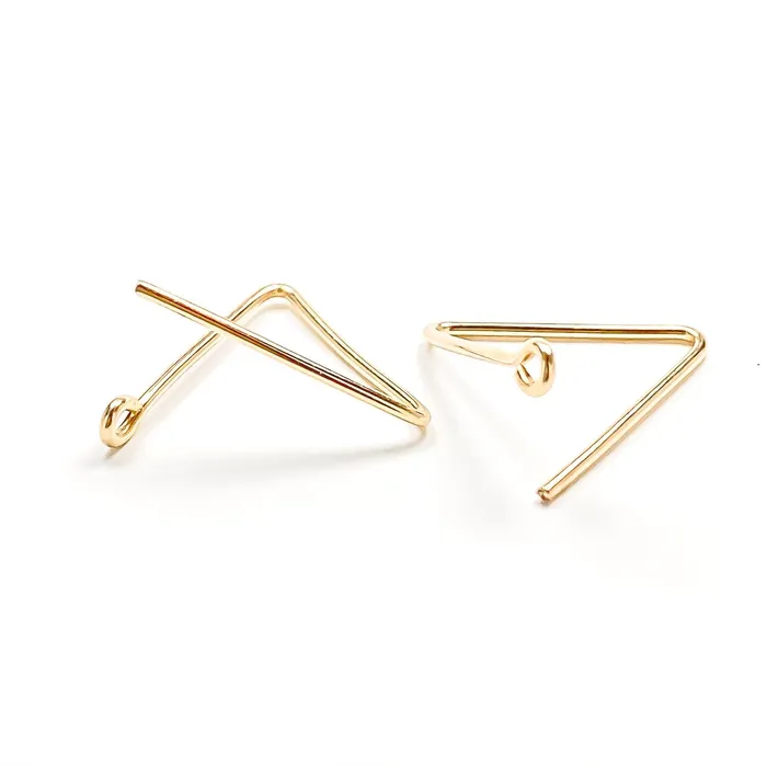 14K Gold Triangle Hoop Earrings Hoops By Hand Earrings 14K Gold Triangle Hoop Earrings Hoops By Hand Earrings