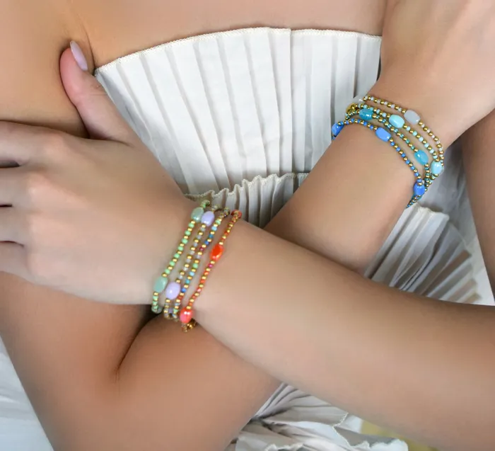 247 Stretch Pop of Color Here There Everywhere White Cap Bracelet Isla Bracelets 247 Stretch Pop of Color Here There Everywhere White Cap Bracelet Isla Bracelets