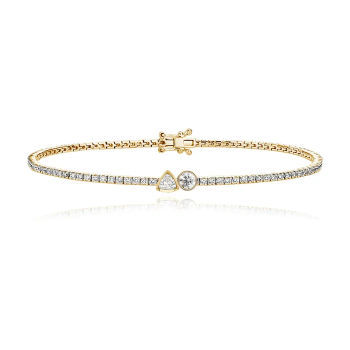 Alev Collection Bracelets TwoDiamonds Bezel Tennis Bracelet