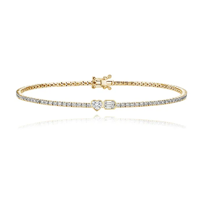Alev Collection Bracelets TwoDiamonds Bezel Tennis Bracelet