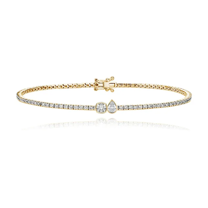 Alev Collection Bracelets TwoDiamonds Bezel Tennis Bracelet