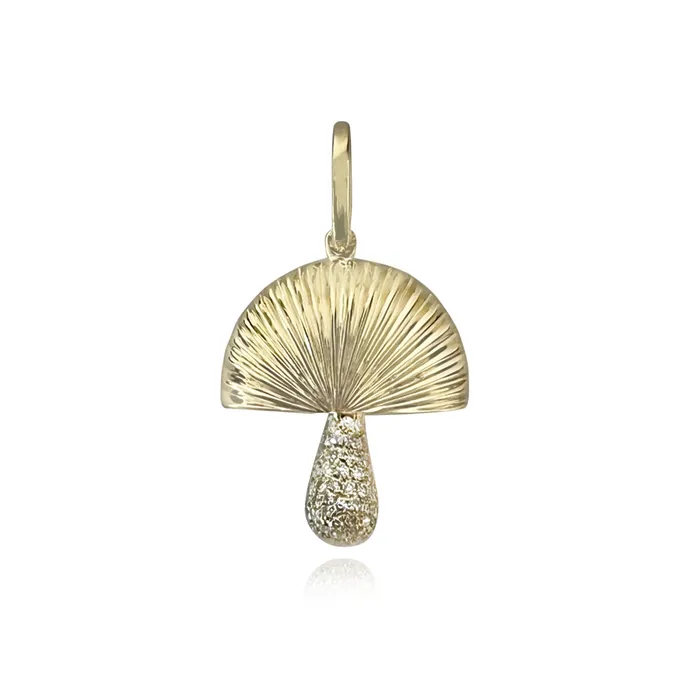Alev Collection Charm Necklaces Fluted and Diamond Mushroom Charm